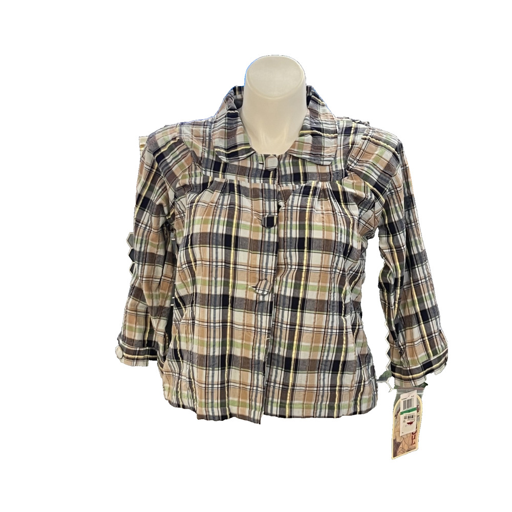 NWT Art and Soul 3-Button Plaid Swing Jacket Size Large 100% Cotton